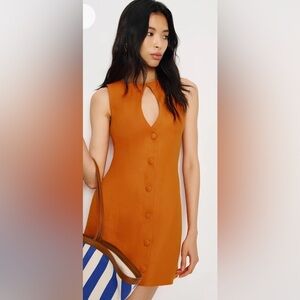 Reformation Pola Linen Dress Orange - Size 4